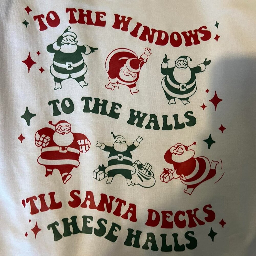 Santa Claus Deck The Halls Long Sleeve Shirt 2XL